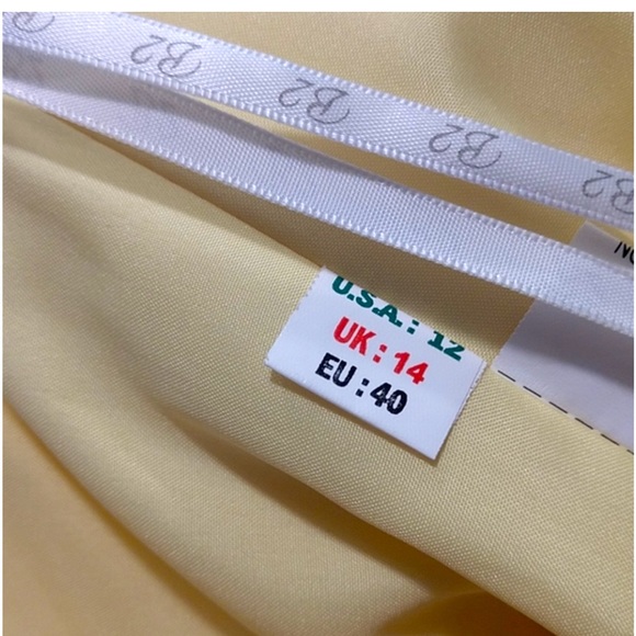 B2 by Jasmine Strapless Dress Chiffon Buttercup Yellow Large 12 - Picture 4 of 4